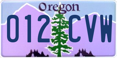 OR license plate 012CVW