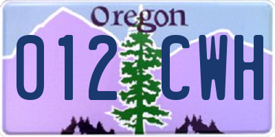 OR license plate 012CWH
