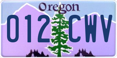 OR license plate 012CWV