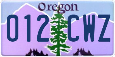 OR license plate 012CWZ