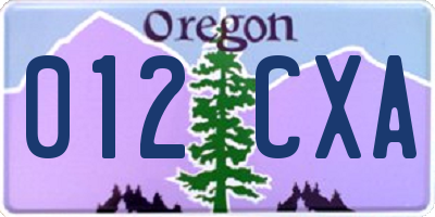 OR license plate 012CXA