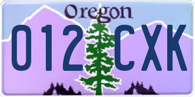 OR license plate 012CXK