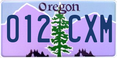 OR license plate 012CXM