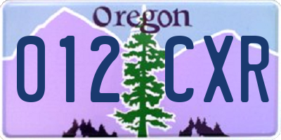 OR license plate 012CXR