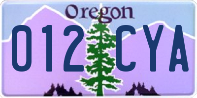 OR license plate 012CYA
