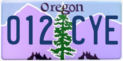 OR license plate 012CYE