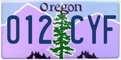 OR license plate 012CYF