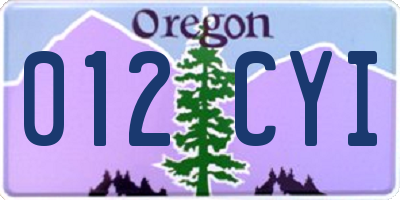 OR license plate 012CYI