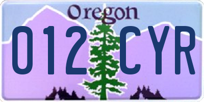 OR license plate 012CYR