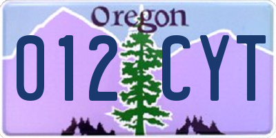 OR license plate 012CYT