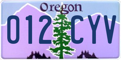 OR license plate 012CYV