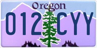 OR license plate 012CYY