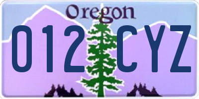 OR license plate 012CYZ