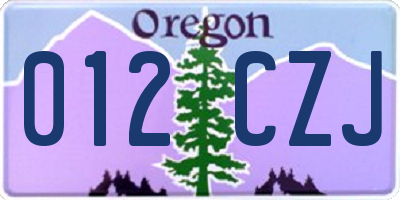 OR license plate 012CZJ