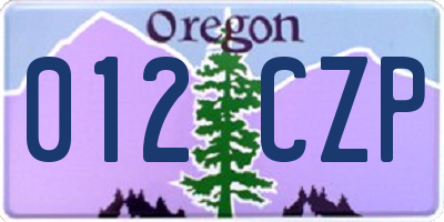 OR license plate 012CZP