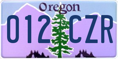 OR license plate 012CZR