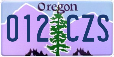 OR license plate 012CZS