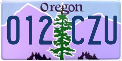 OR license plate 012CZU