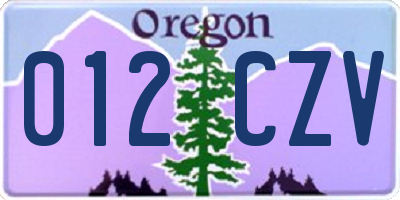 OR license plate 012CZV