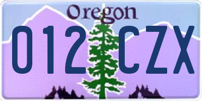 OR license plate 012CZX