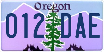 OR license plate 012DAE