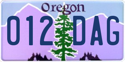 OR license plate 012DAG
