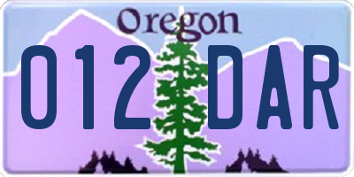 OR license plate 012DAR