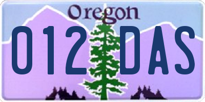 OR license plate 012DAS