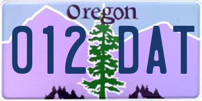 OR license plate 012DAT