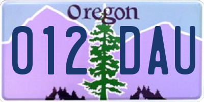 OR license plate 012DAU