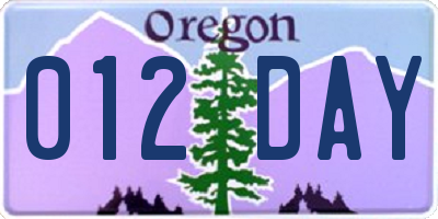 OR license plate 012DAY
