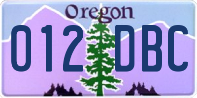 OR license plate 012DBC