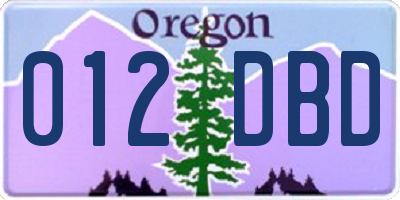 OR license plate 012DBD