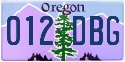 OR license plate 012DBG