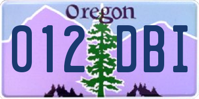OR license plate 012DBI