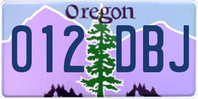 OR license plate 012DBJ