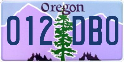 OR license plate 012DBO