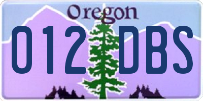 OR license plate 012DBS
