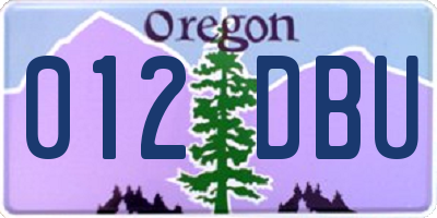 OR license plate 012DBU