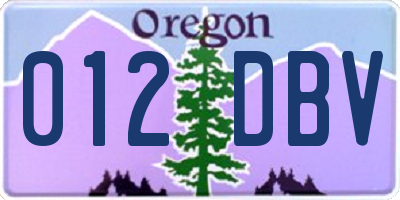 OR license plate 012DBV