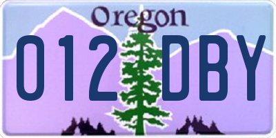 OR license plate 012DBY