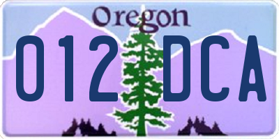 OR license plate 012DCA