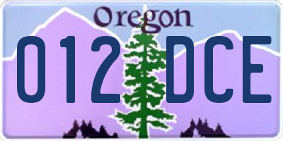 OR license plate 012DCE