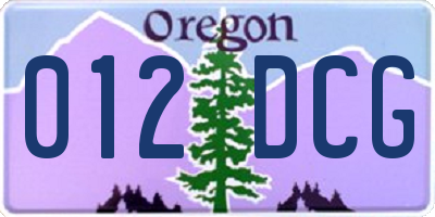 OR license plate 012DCG