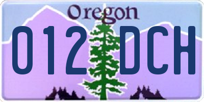 OR license plate 012DCH