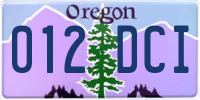 OR license plate 012DCI
