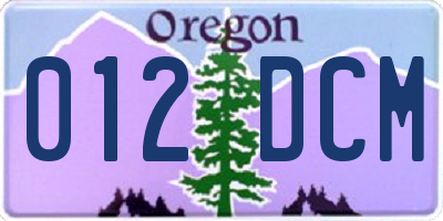 OR license plate 012DCM