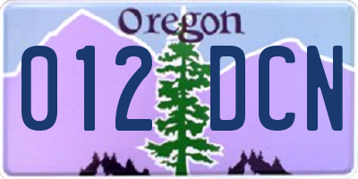 OR license plate 012DCN