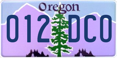 OR license plate 012DCO