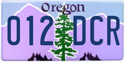OR license plate 012DCR
